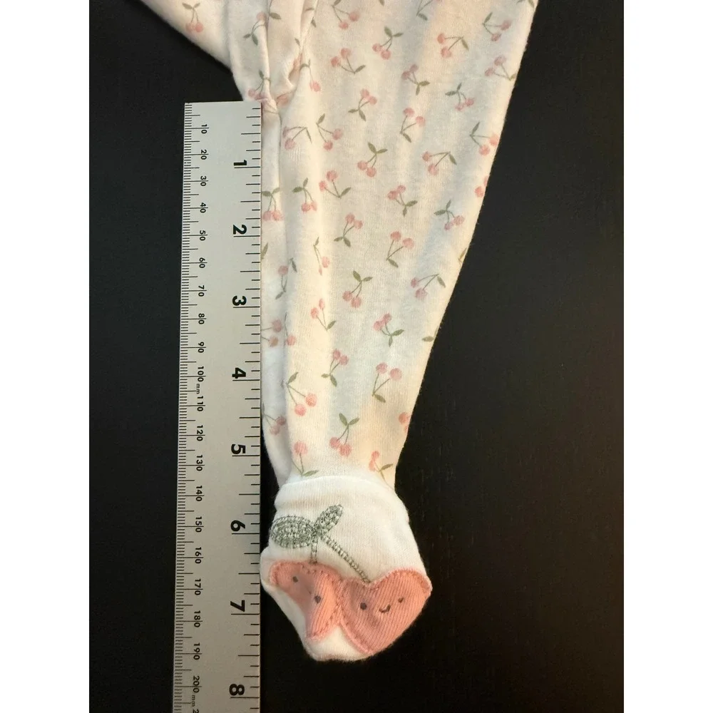 Carter's‎ Newborn Footed Fruit Pajama PJ Pants Baby White/Pink Infant Sleepwear